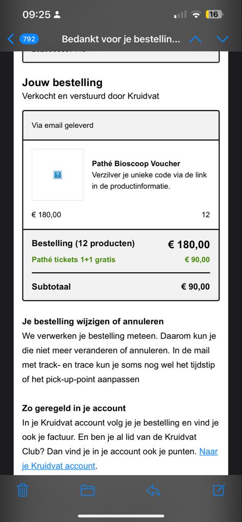 Bioscoop kaartjes pathe 12 stuks., Tickets en Kaartjes, Filmkaartjes, Eén persoon, Vrijkaartje alle films