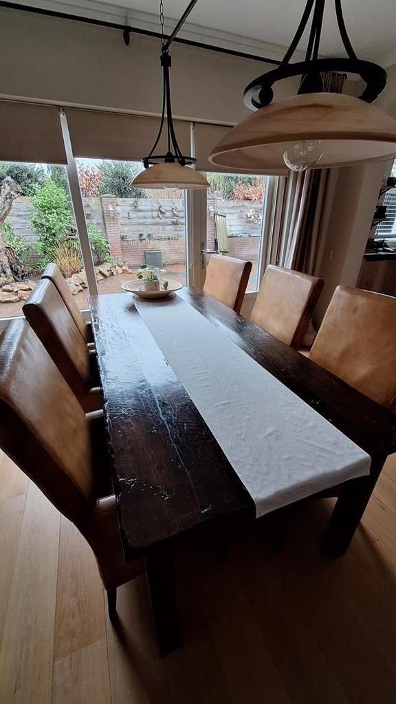 Mooie Gave Landelijke Eethoek, kalfsleer, Ophalen of Verzenden, 4 tot 6 stoelen