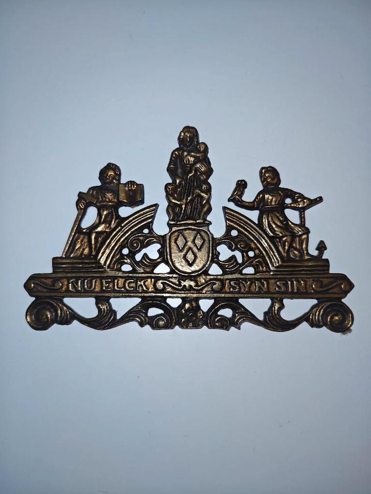 Messing ornament Zaanse klok “Nu Elck Syn Sin” vintage, Antiek en Kunst, Antiek | Klokken, Ophalen of Verzenden
