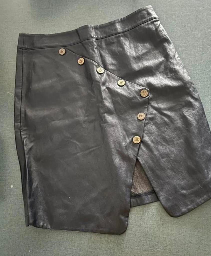 Leren rok, Ophalen of Verzenden, Zo goed als nieuw, Blauw, Boven de knie