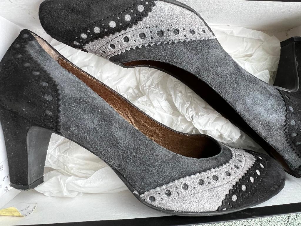 Mauro Teci pumps suede leder zwart grijs 40 ½ 40+ waren 160!, Mauro Teci, Pumps, Verzenden, Zwart