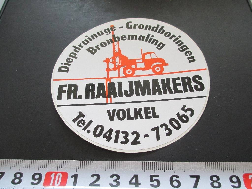 sticker volkel FR RAAIJMAKERS diepdrainage grondboringen, Ophalen, Zo goed als nieuw