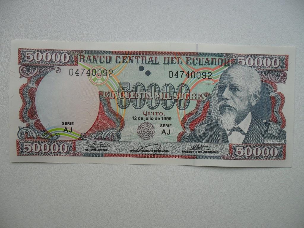 Ecuador #130c [1999] / 50.000 sucres UNC, Postzegels en Munten, Bankbiljetten | Amerika, Verzenden, Zuid-Amerika