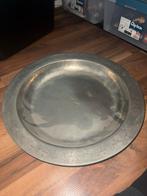Grote vintage tinnen schaal / serveerblad met decoratie, Antiek en Kunst, Antiek | Schalen, Ophalen