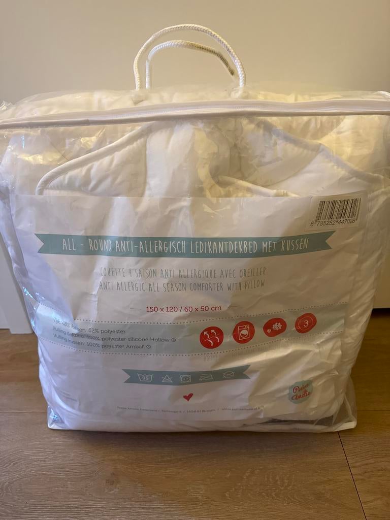 Petite Amélie Anti-allergisch Ledikantdekbed + Kussen 150x12, Ophalen, Jongetje of Meisje, Wit, Nieuw