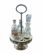 Vintage tafel cruet set olie azijn kruiden – jaren 30/40, Ophalen of Verzenden, Gebruikt
