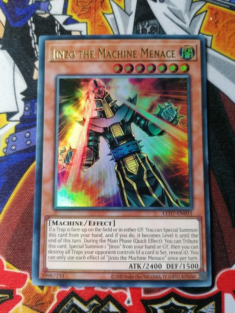 Jinzo the Machine Menace - Ultra Rare LED7 - Yu-Gi-Oh, Ophalen of Verzenden, Zo goed als nieuw, Foil