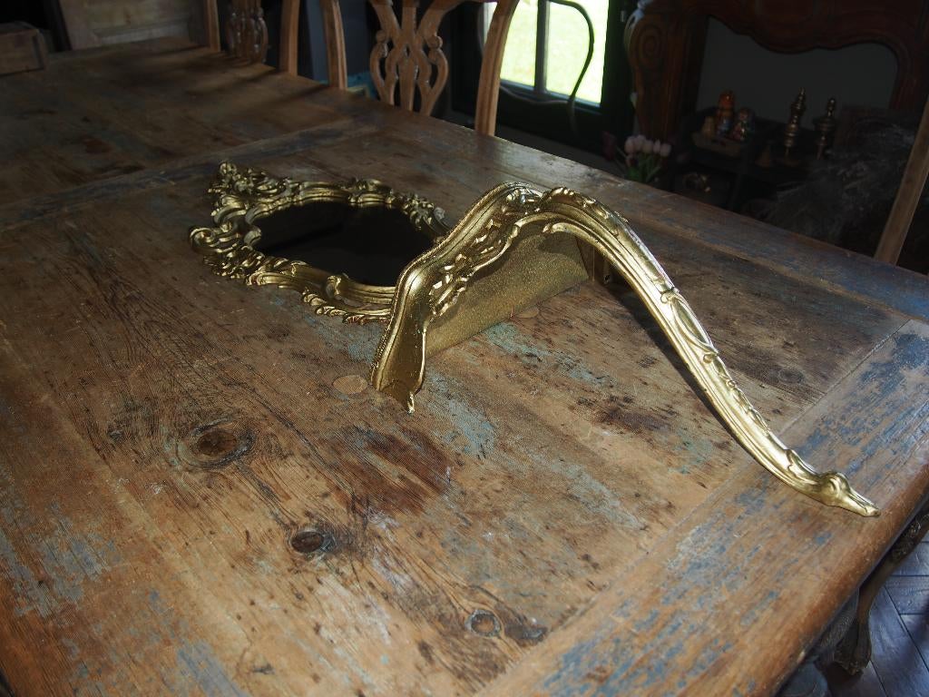 Kleine Brocante spiegel met Wandconsole, Antiek en Kunst, Ophalen, Overige vormen, Minder dan 50 cm