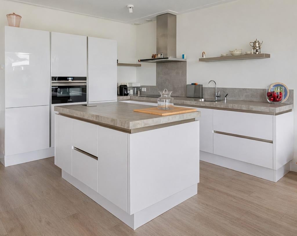 Schitterende luxe Bruynzeel keuken met werkeiland greeploos, Ophalen, Wit, Overige typen, Met kookeiland