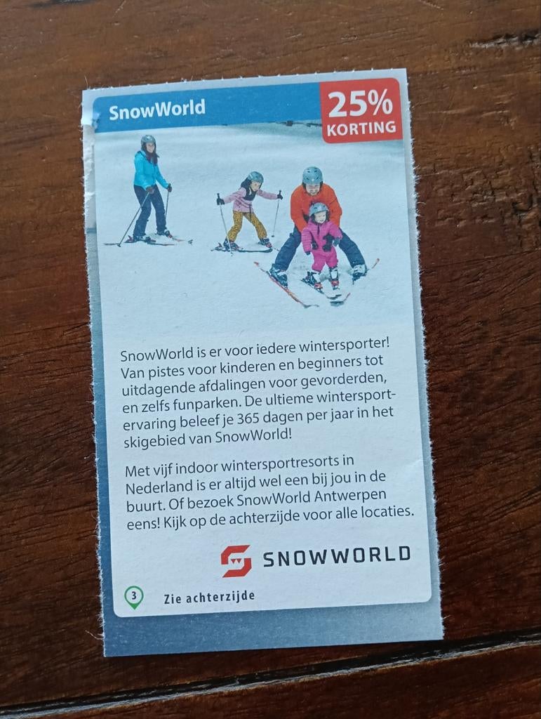 SnowWorld, Tickets en Kaartjes