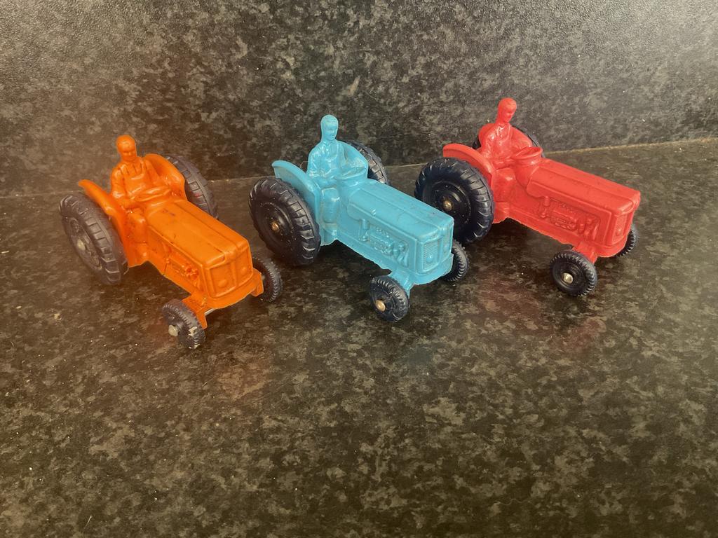 Vintage Tomte Laerdal Fordson Dexta Tractoren Set, Ophalen of Verzenden, Gebruikt