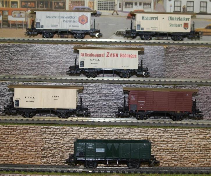 Marklin WÜRTTEMBERG BIER EN GOEDEREN WAGENS  ( 6 x ), Hobby en Vrije tijd, Modeltreinen | H0, Zo goed als nieuw, Wagon, Wisselstroom