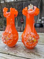 2 grote vazen murano oranje, Verzenden