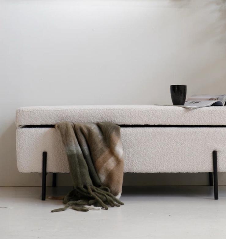 Witte teddy opberg pouf/bankje - Zo goed als nieuw, Ophalen, Zo goed als nieuw, Rechthoekig, Stof