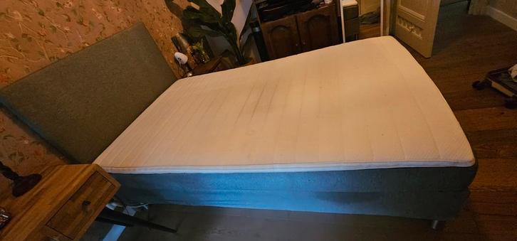 JYSK boxspring grijs 120 breed, Huis en Inrichting, Slaapkamer | Boxsprings, 120 cm, Eenpersoons, Grijs, Ophalen
