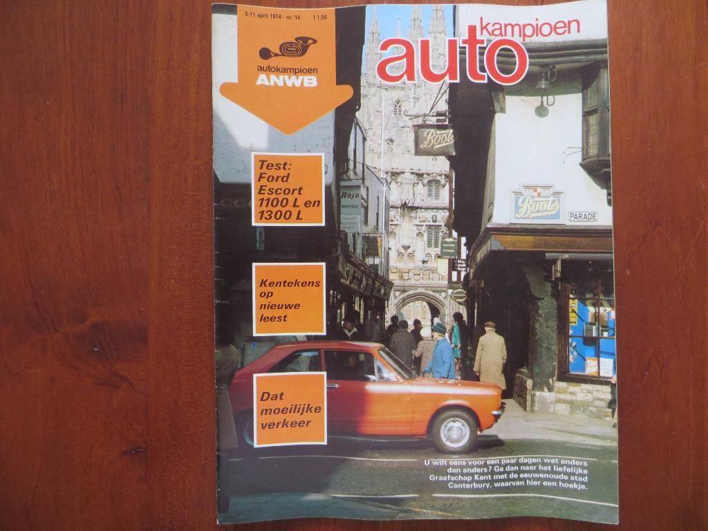 Autokampioen 14 1974 Ford Escort 1100 L, 1300 L (test), Ophalen of Verzenden, Nieuw, Ford