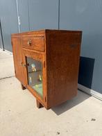 Vintage kastje hout vitrine glas jaren 60 design, Huis en Inrichting, Kasten | Dressoirs, Gebruikt, Met deur(en), Glas, 25 tot 50 cm
