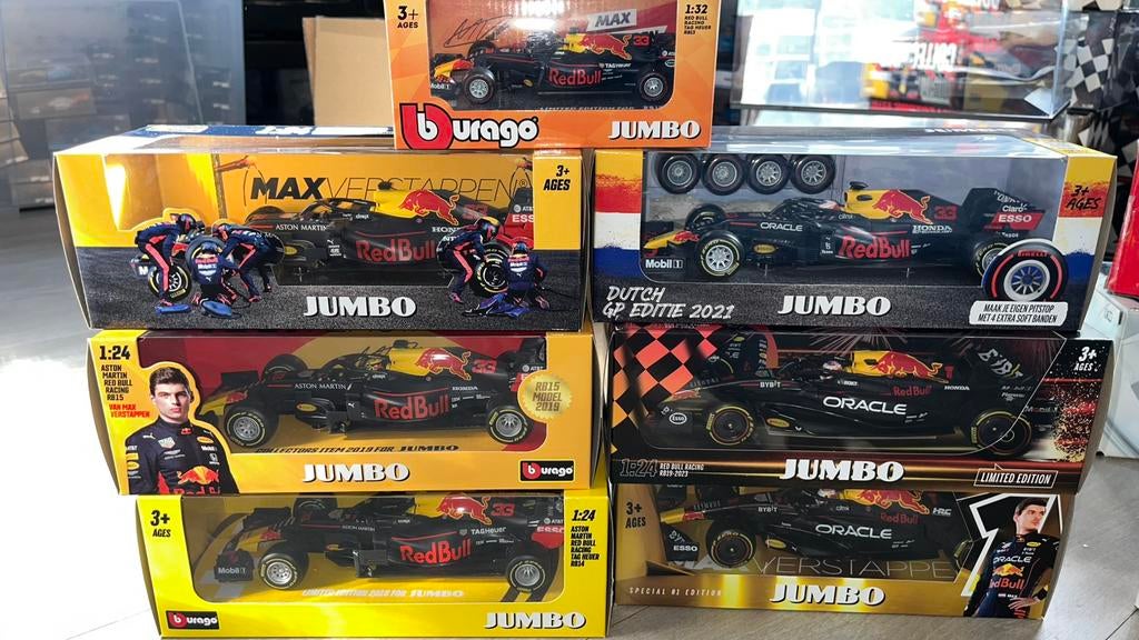 Max Verstappen Red Bull Racing Jumbo set 1:24 1:32, Ophalen of Verzenden, Zo goed als nieuw, Formule 1