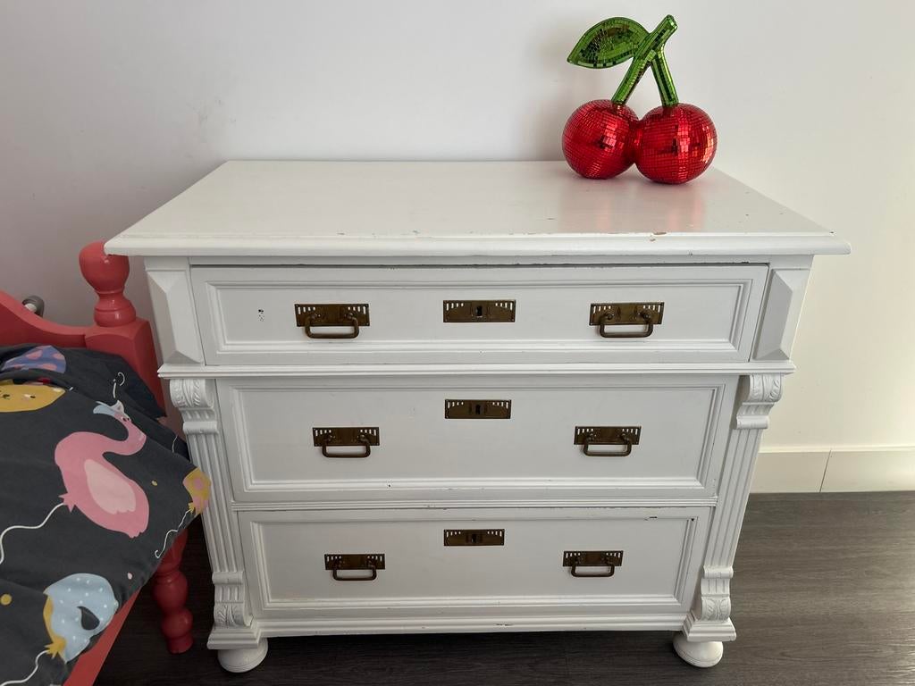 Witte ladekast met 3 laden, Ophalen, Gebruikt, 50 tot 100 cm, 3 of 4 laden