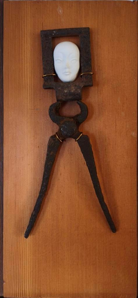 Uniek handgemaakt wandobject - industrieel / kunst / vintage, Ophalen of Verzenden, Handgemaakt, Wanddecoratie, 20 - 50 cm