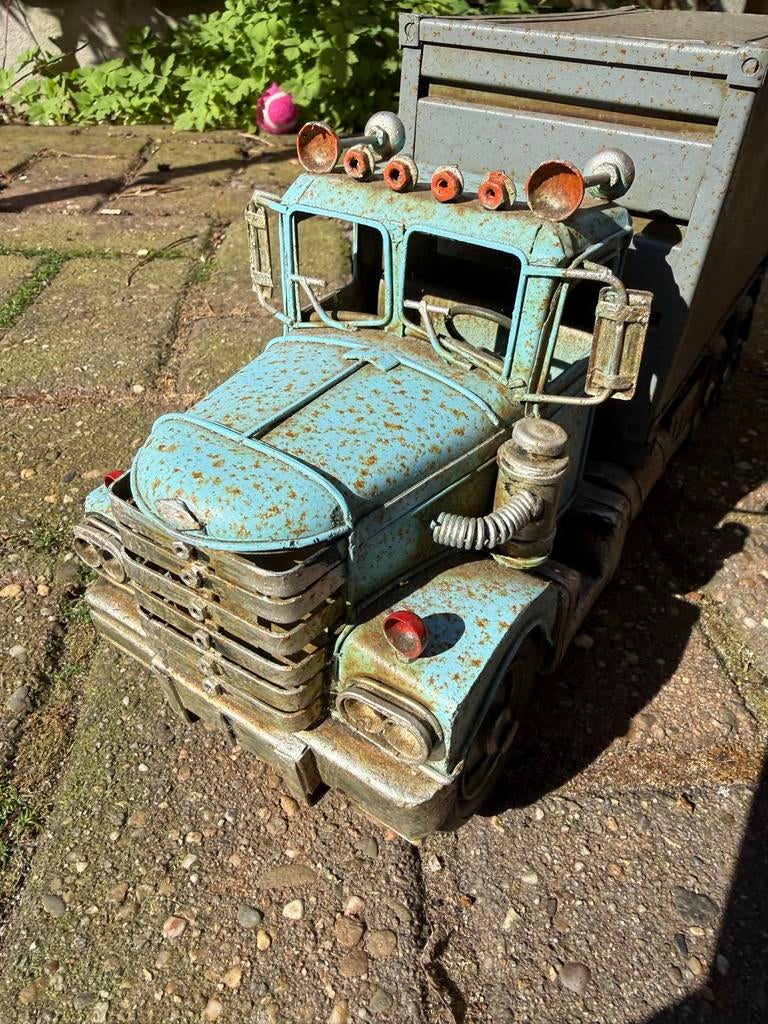Decoratieve Blikken Oldtimer Vrachtwagen - Plaatstaal, Gebruikt, Groter dan 1:32, Truck, Ophalen