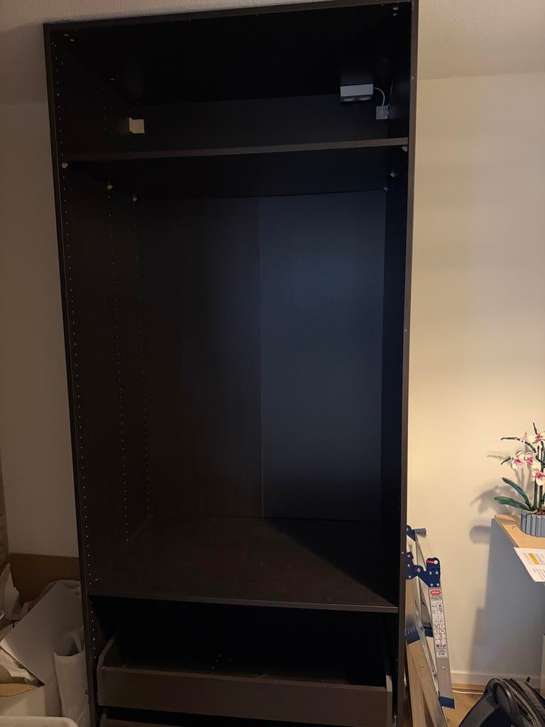 Ikea Pax kledingkast donkerbruin, Ophalen, Gebruikt, 200 cm of meer, 50 tot 100 cm