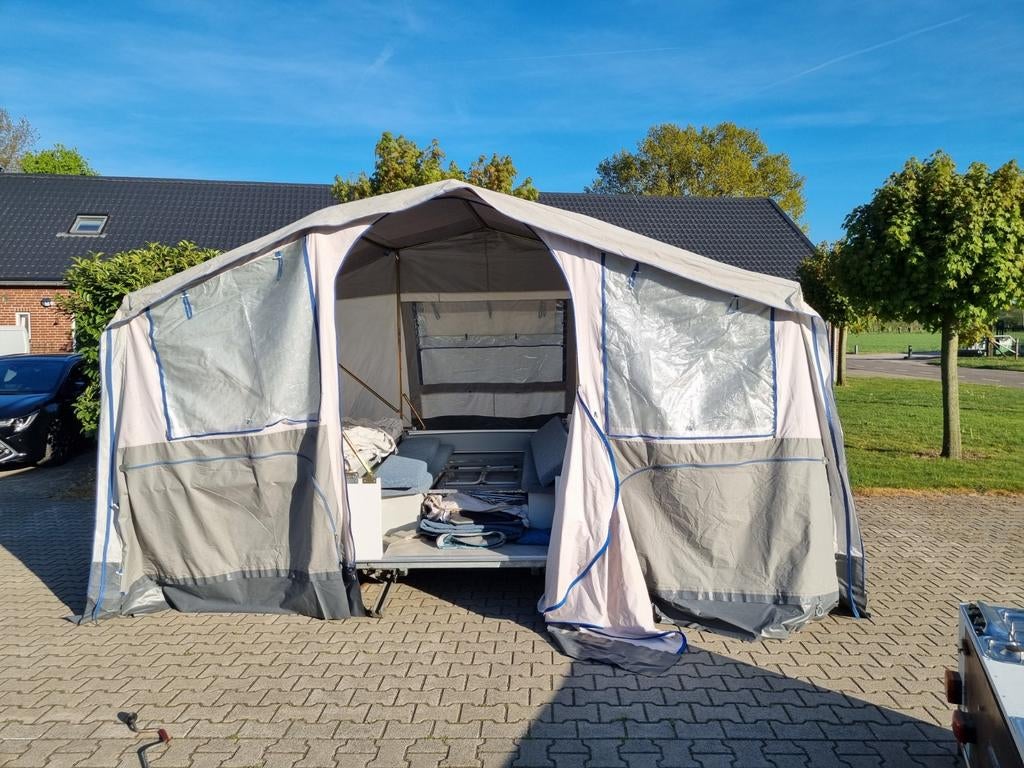 Vouwwagen Scout Max 8 personen met voortent 4m, Caravans en Kamperen, Vouwwagens, Ophalen of Verzenden, Lichtgrijs, Meer dan 6