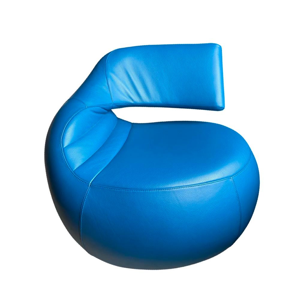 Leolux Gisa petrol design fauteuil, Huis en Inrichting, Fauteuils, Ophalen, Gebruikt, Leer, 75 tot 100 cm