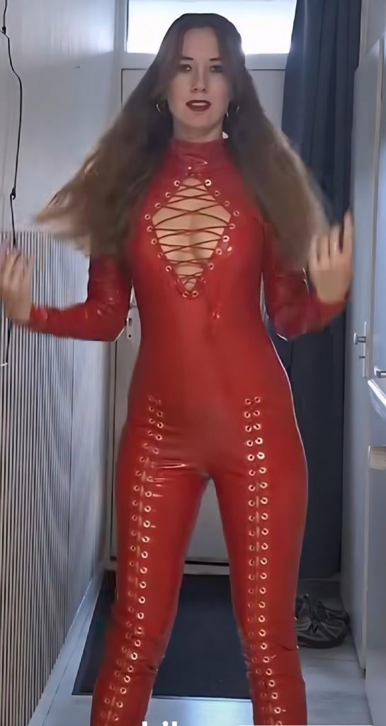 Nieuwe Lak Catsuit Maat M met Rijgveters, Verzenden, Nieuw