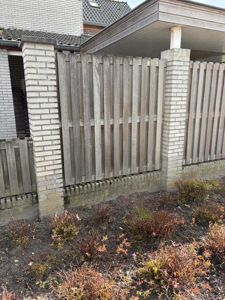 Bangkirai schutting panelen, planken en poorten, Tuin en Terras, Schuttingen, Gebruikt, Hout, 1 tot 2 meter, Minder dan 3 meter