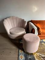 Roze schelp fauteuil Loods5 met poef, Ophalen, Zo goed als nieuw, Overige vormen, Stof
