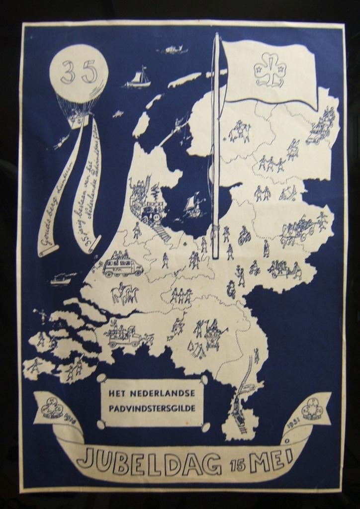 scouting Padvindsters Jubeldag kleine poster 1951, Verzamelen, Scouting, Gebruikt, Embleem, Speld of Insigne, Verzenden