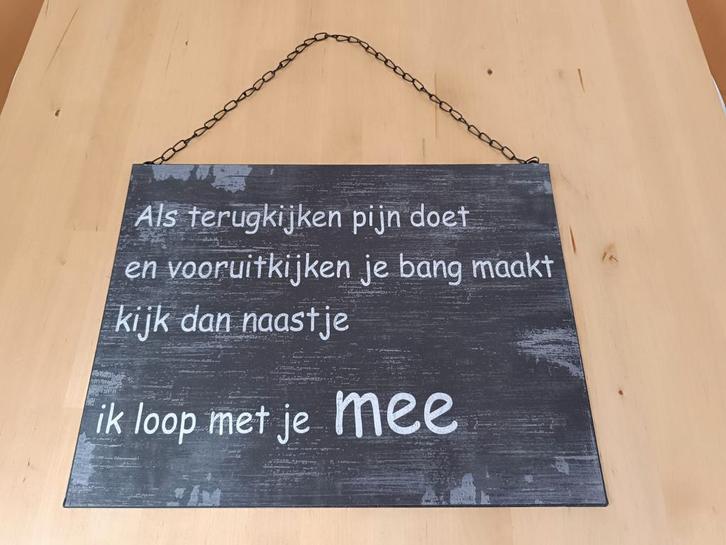Metalen tekstbord met inspirerende quote, Huis en Inrichting, Woonaccessoires | Tekstborden en Spreuken, Zo goed als nieuw, Ophalen of Verzenden
