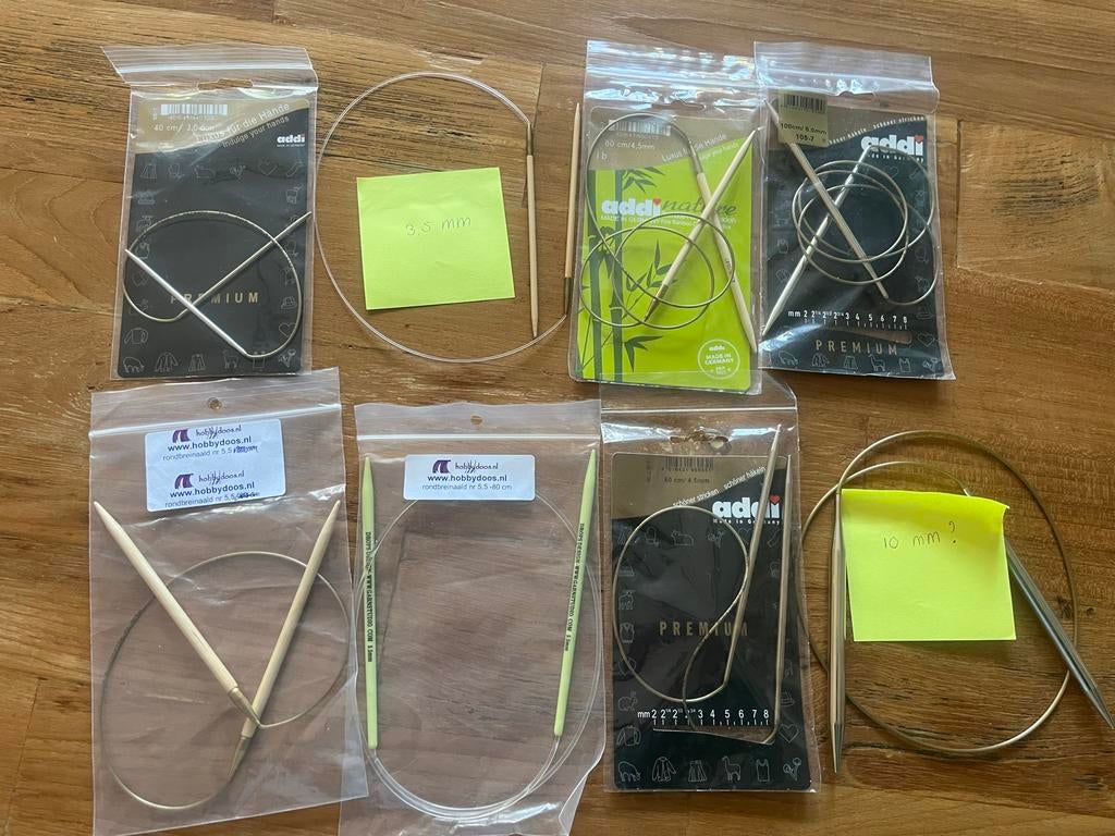 8 verschillende rondbreinaalden - Addi en Hobbydoos, Ophalen of Verzenden, Gebruikt, Breien, Naald