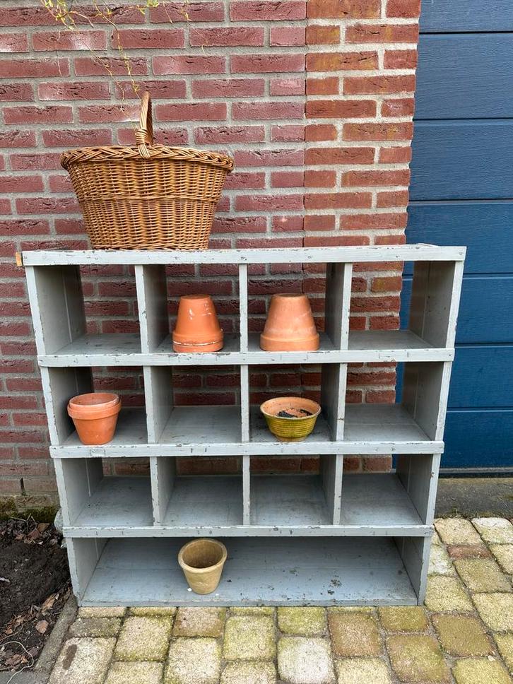 Brocante landeijke vakkenkast gruterskast tuinrek, Antiek en Kunst, Curiosa en Brocante, Ophalen of Verzenden