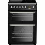 Hotpoint HUE61K S Elektrisch Fornuis met Dubbele Oven, Ophalen, Warmhoudplaat, 60 cm of meer, 4 kookzones