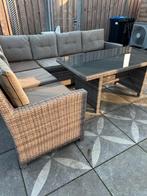 Comfortabele loungeset met glazen tafel, Tuin en Terras, Tuinsets en Loungesets, Ophalen, 5 zitplaatsen, Gebruikt, Loungeset