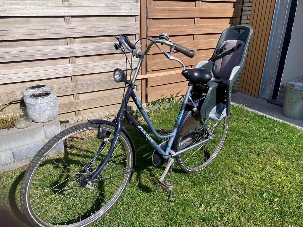 Damesfiets met kinderzitje. Merk Azor, framemaat 53 cm., Fietsen en Brommers, Fietsen | Dames | Moederfietsen, Versnellingen, 1 zitje