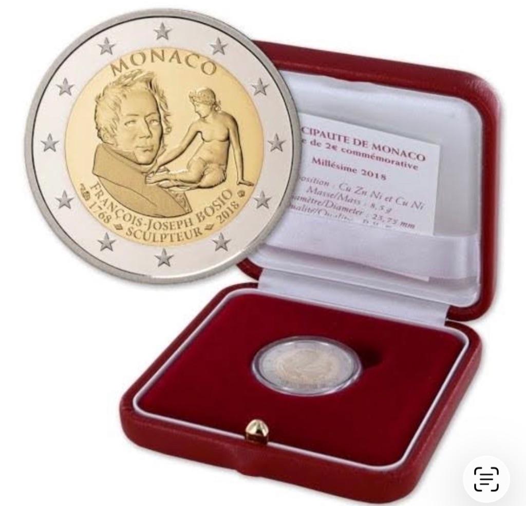 2 euro Monaco “Francois Bosio’’ Proof 2018, Verzenden, Monaco, 2 euro, Losse munt