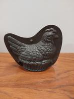 Antieke metalen chocoladevorm - Kip op mand, Ophalen of Verzenden