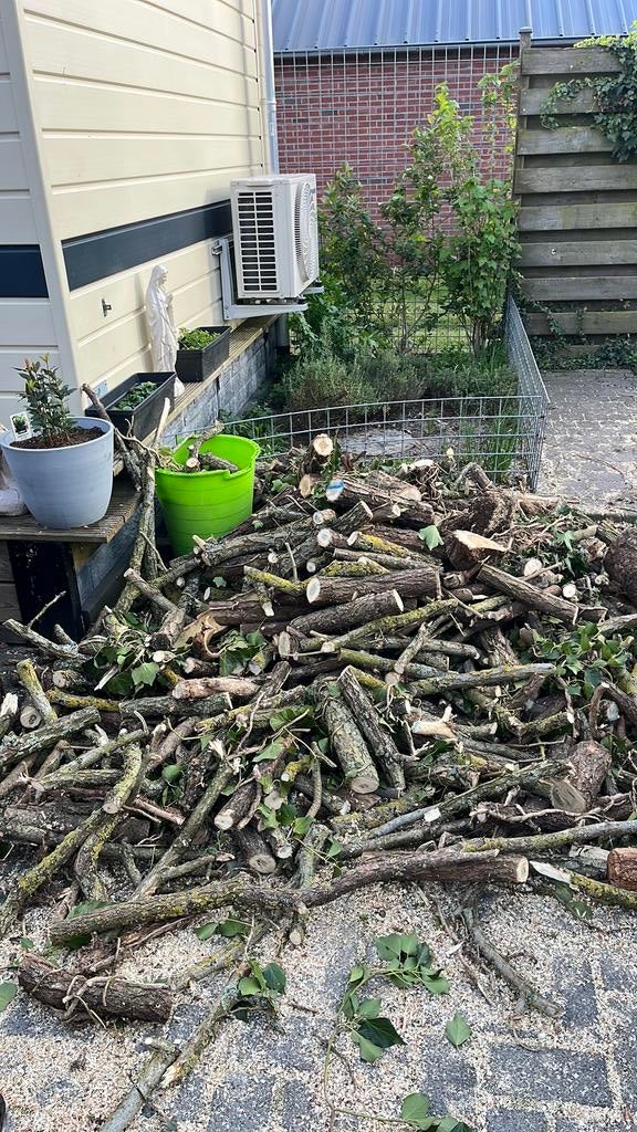 Gratis! Dunne en dikkere stammetjes lang en kort van alles, Tuin en Terras, Haardhout, Minder dan 3 m³, Ophalen