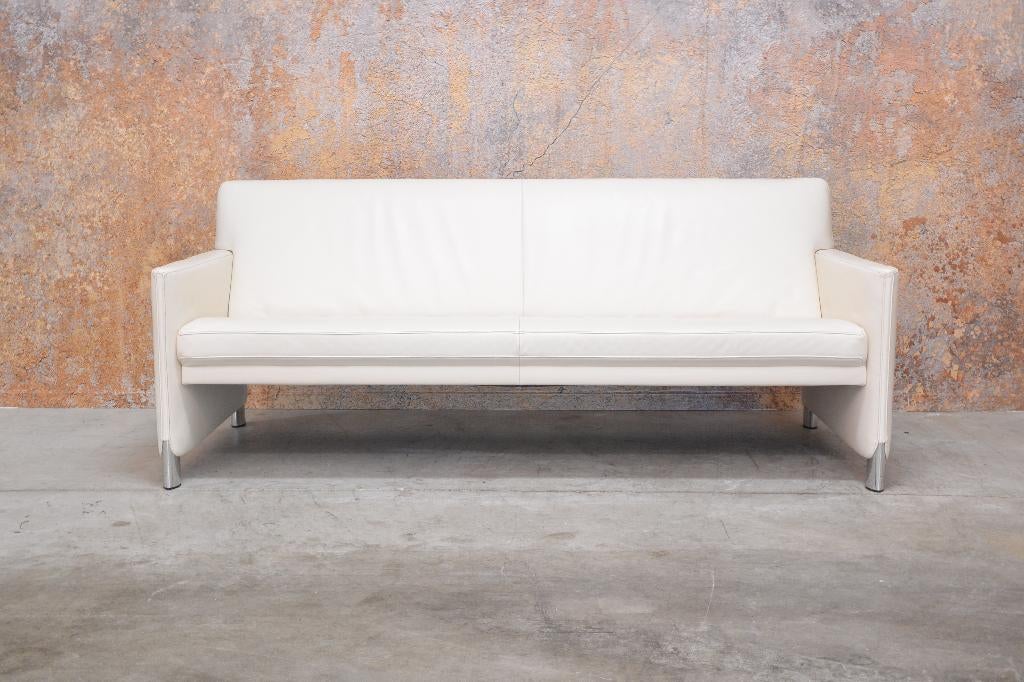 ZGANieuw strakke witte leren Jori So Good design bank, Jori, 150 tot 200 cm, Driepersoons, 75 tot 100 cm