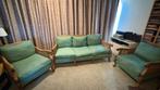 Klassieke 3 zits bank met 2 fauteuils, hout en rotan, Huis en Inrichting, Ophalen, Gebruikt, Louis XV invloeden, 150 tot 200 cm