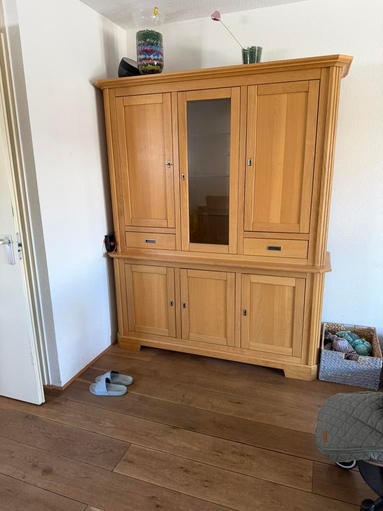Complete blanc eikenhouten set voor de woonkamer/ eetkamer,, Huis en Inrichting, Ophalen, Gebruikt, Hout
