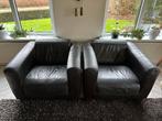 Leren fauteuils 2st bruin Zit H44x zit D57x zit B60 GRATIS, Gebruikt, 75 tot 100 cm, 50 tot 75 cm, Ophalen