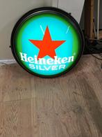 80 cm enkele Heineken Silver lichtbak, Verzamelen, Biermerken, Ophalen, Gebruikt, Reclamebord, Plaat of Schild, Heineken