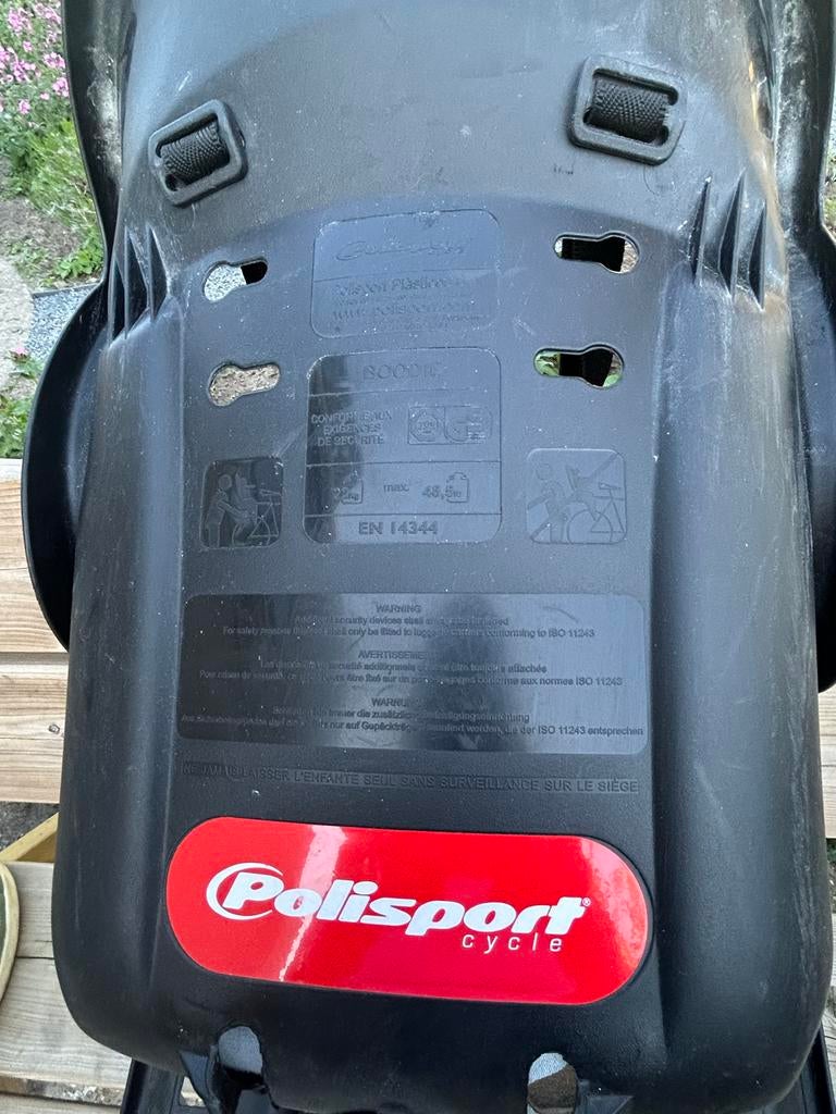 Polisport achterzitje zo goed als nieuw, Achterzitje, Voetsteuntjes, 9 t/m 18 kg, Ophalen of Verzenden