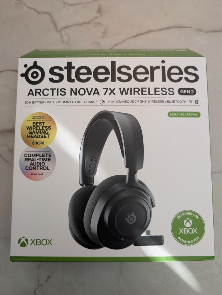 Zgan Steelseries Arctis Nova 7X Gen 2 Wireless Headset, Computers en Software, Headsets, Mute-functie, Ophalen of Verzenden, Draadloos