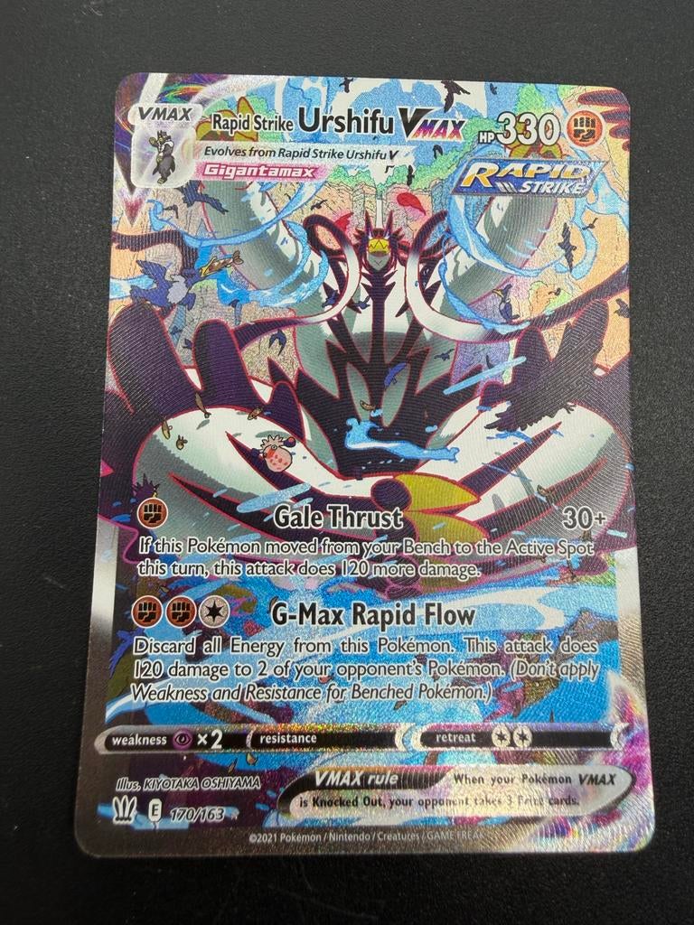 Rapid Strike Urshifu VMAX 170/163 Full Art Pokémon Kaart, Ophalen of Verzenden, Zo goed als nieuw, Losse kaart, Foil