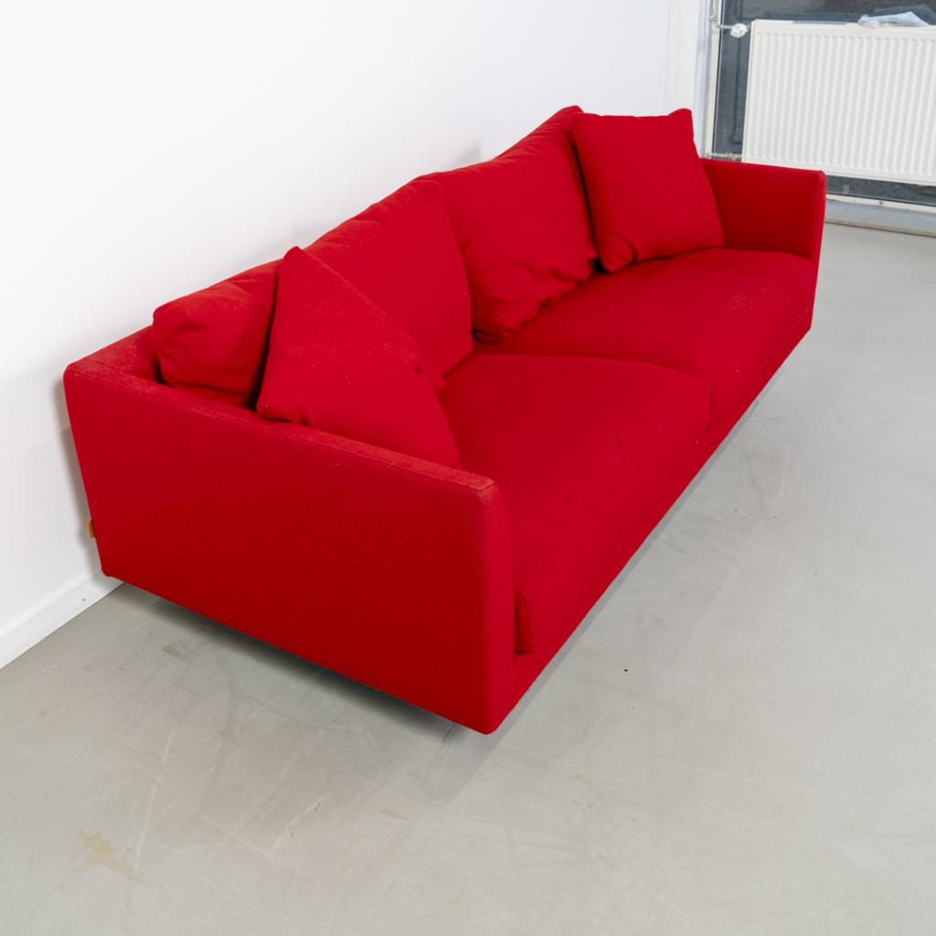 1x Montis Axel Bank 3-zits/190cm Rood Stof - Sledepoot, Niet ingevuld, 150 tot 200 cm, Niet ingevuld, Driepersoons